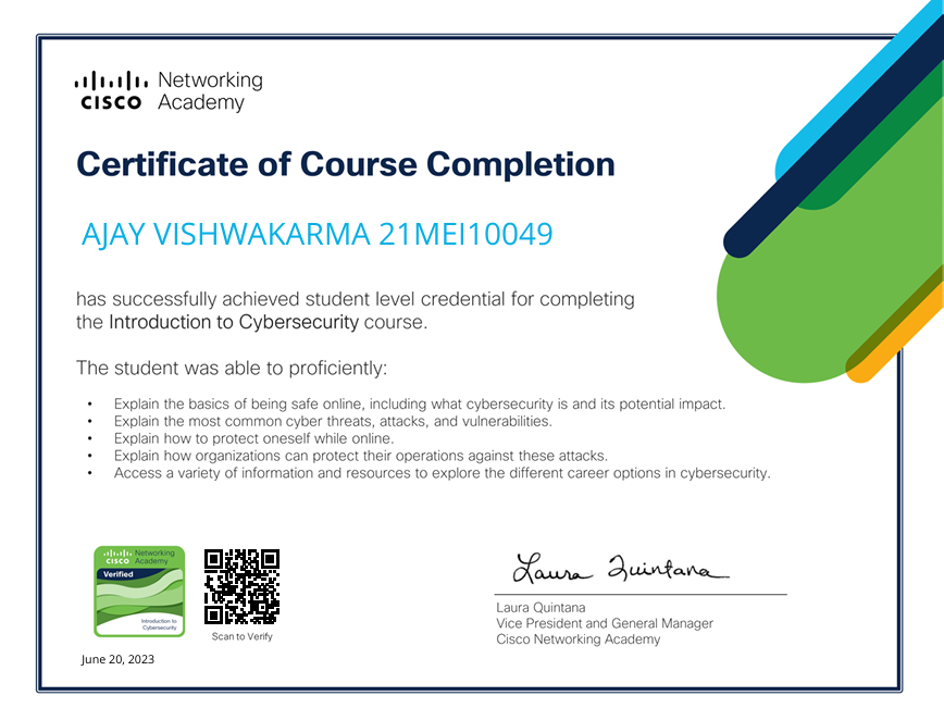 Cisco Introduction to Cybersecurity