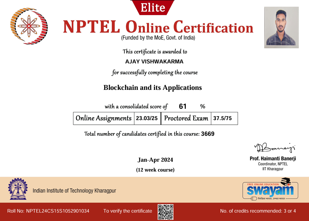 NPTEL Blockchain and its Applications